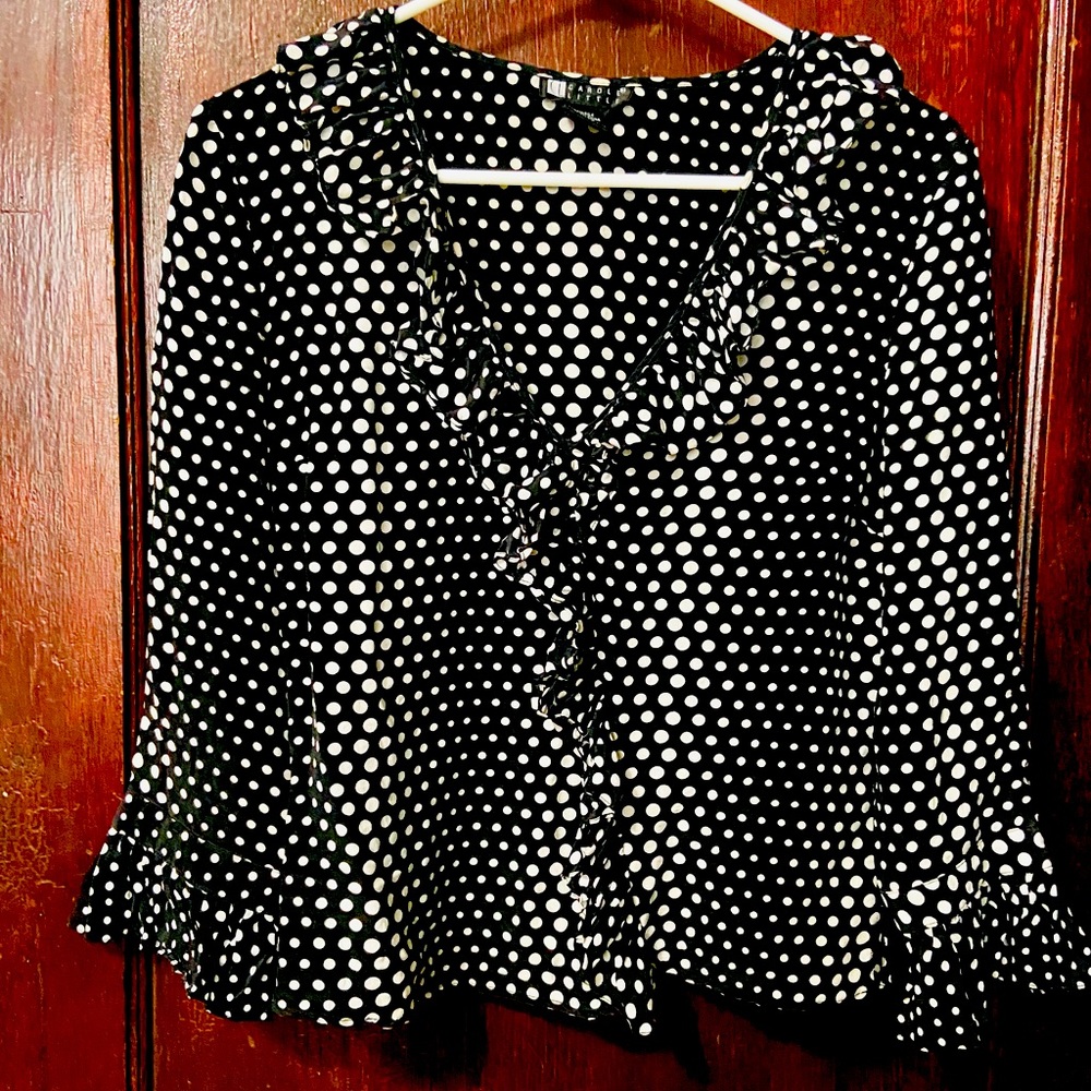 vintage Carol Little silk ruffle blouse M